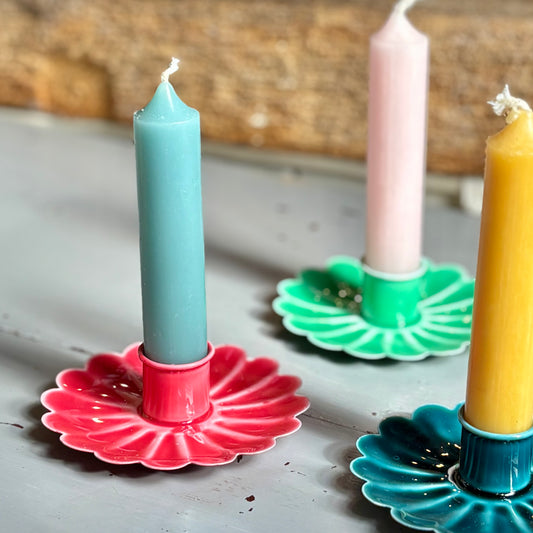 Small enamel flower candleholder