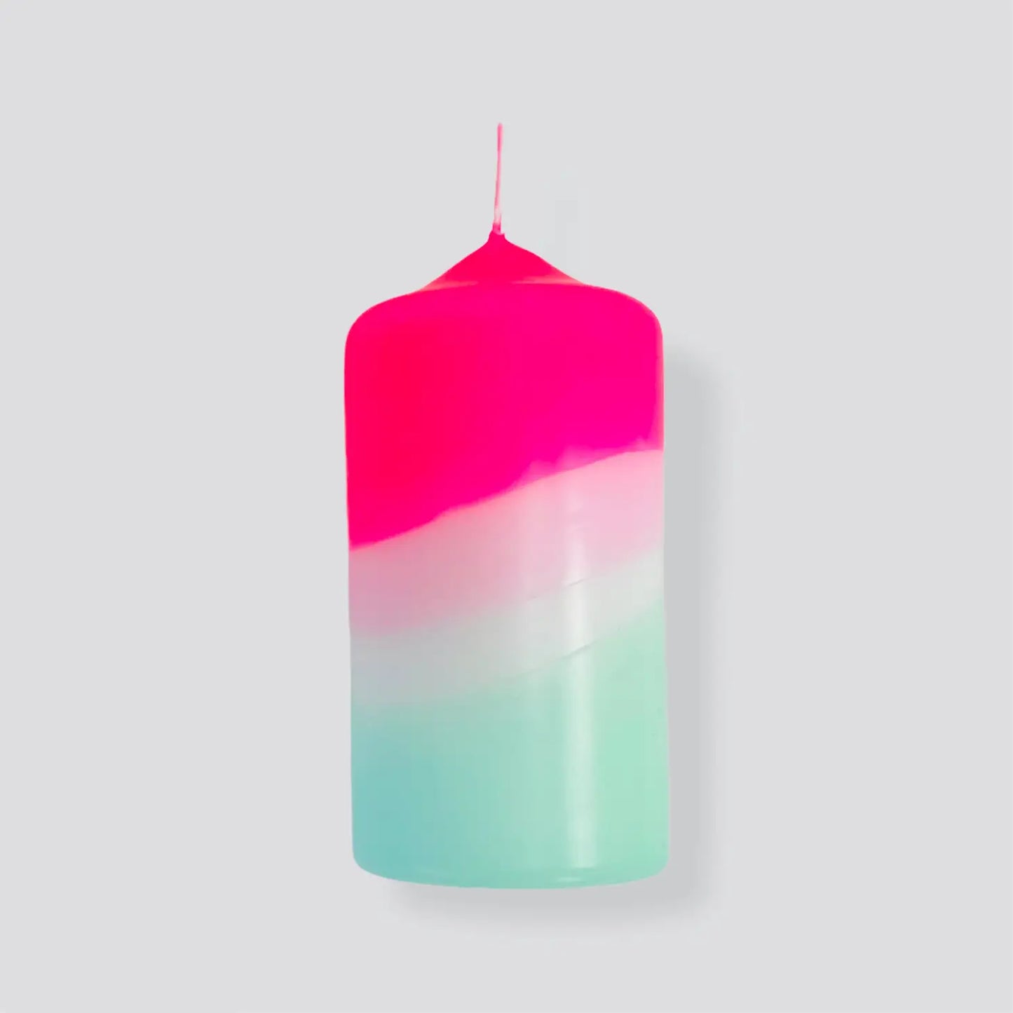 Neon dipped pillar candle