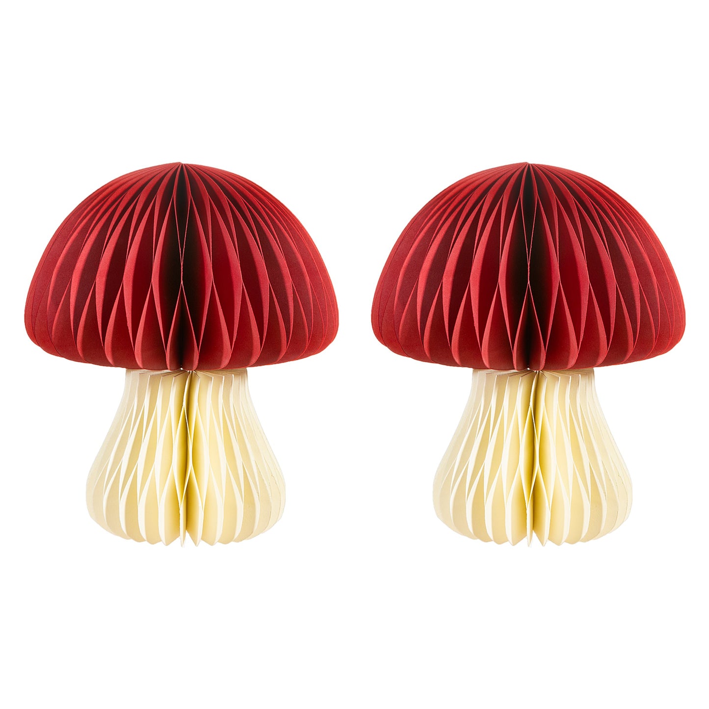 Set of 2 honeycomb mushroom standing decorations