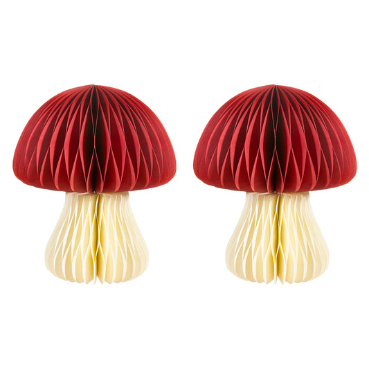 Set of 2 honeycomb mushroom standing decorations
