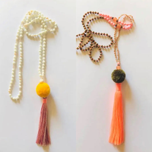 Pompom tassel necklace
