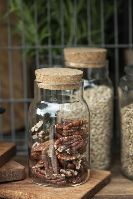 Glass jar with cork lid