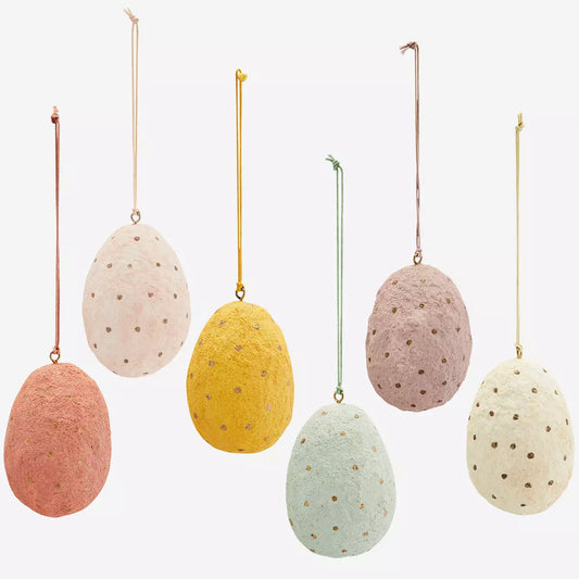 Set of 6 spotty eggs