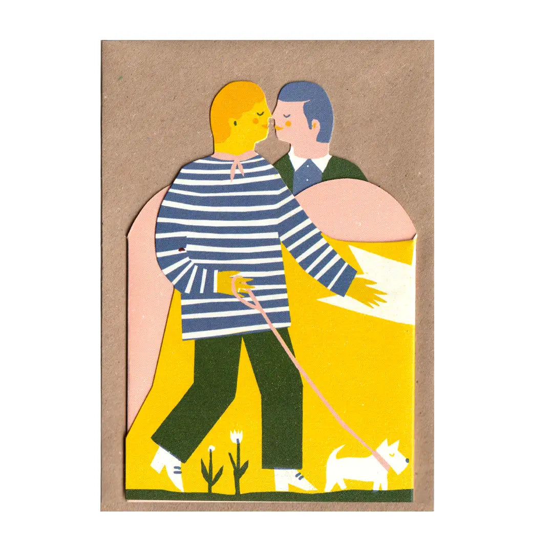 Two men heart concertina card