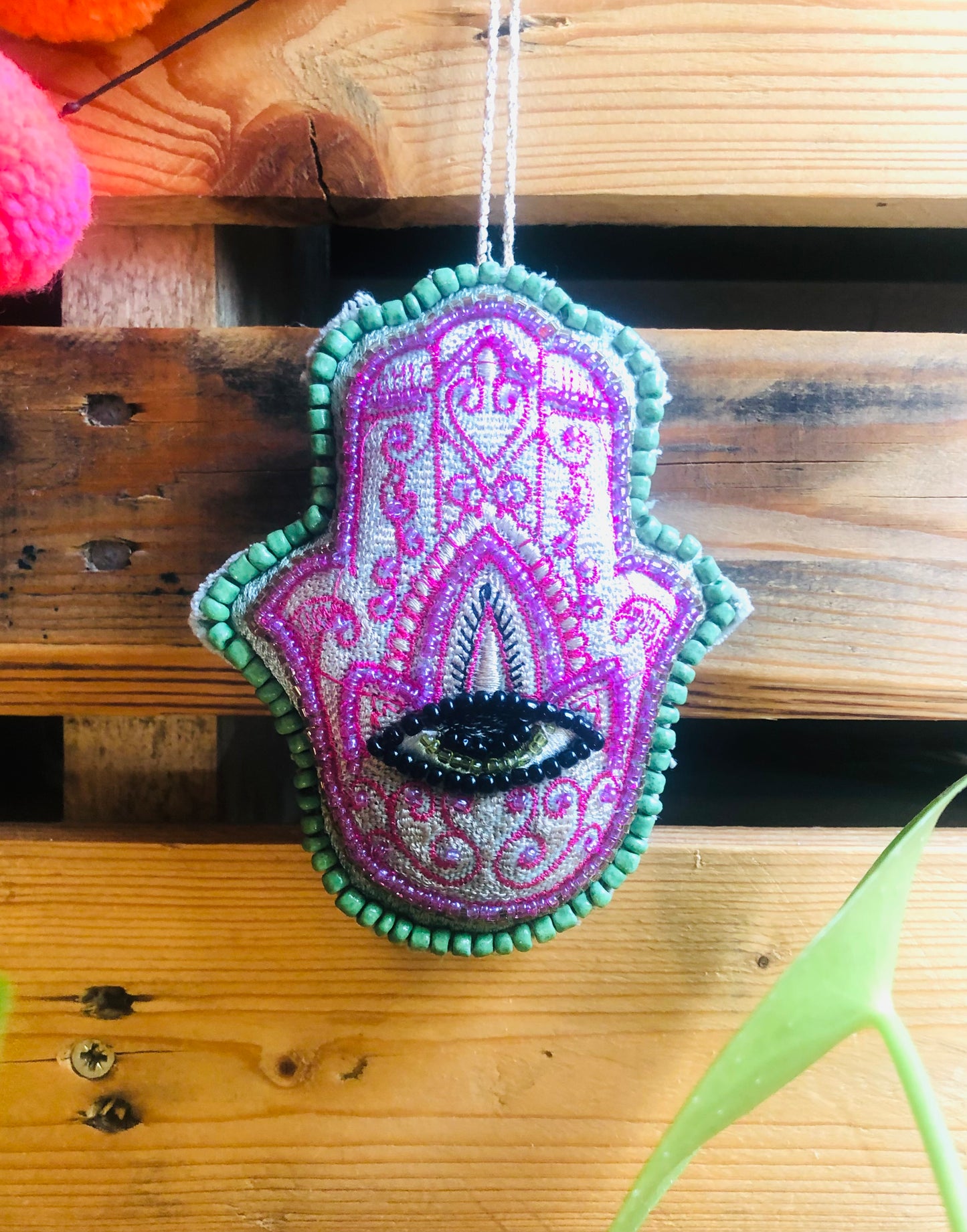 Embroidered hamsa hand hanging decorations