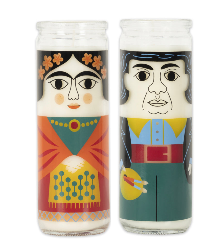 Frida and Diego glass candle