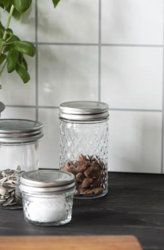 Glass jar with metal lid