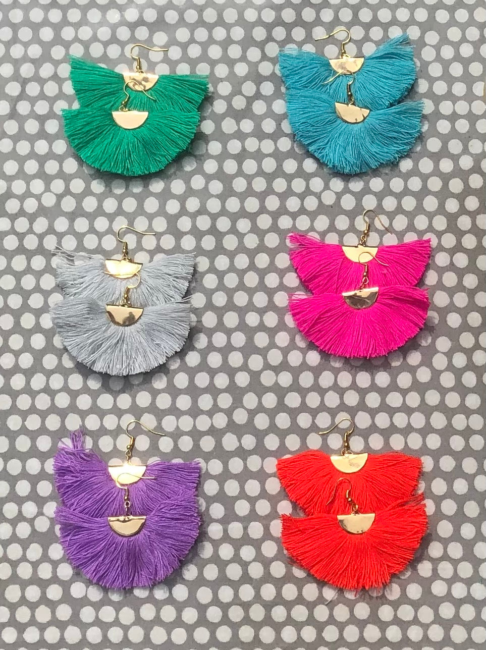 Handmade Tassel fan earrings