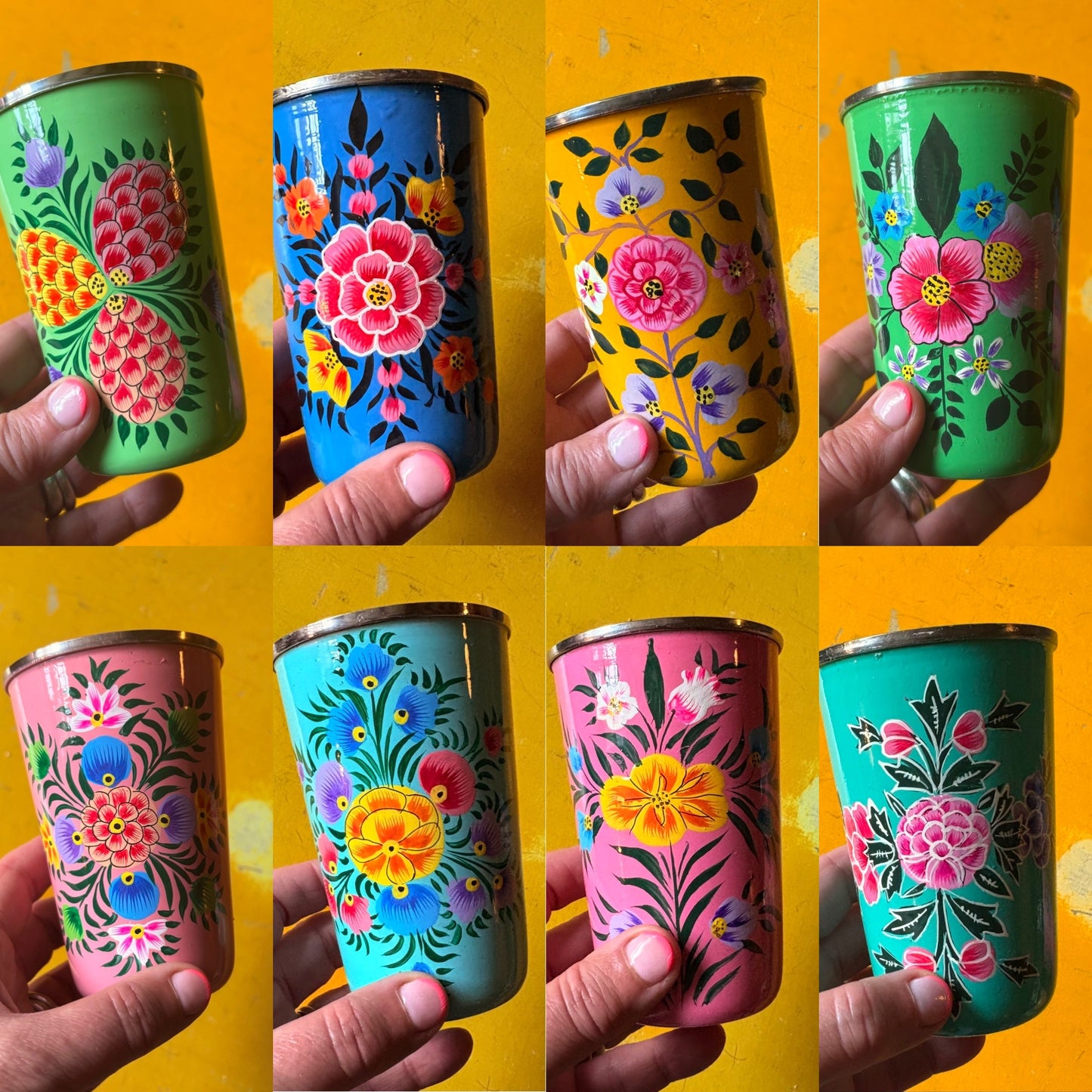 Painted metal cup