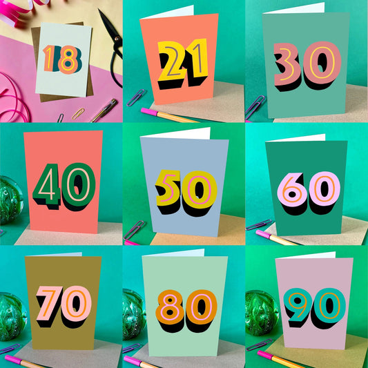 Number cards 16-90