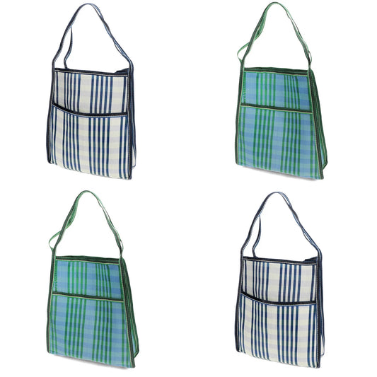 Recycled woven bag with side pocket