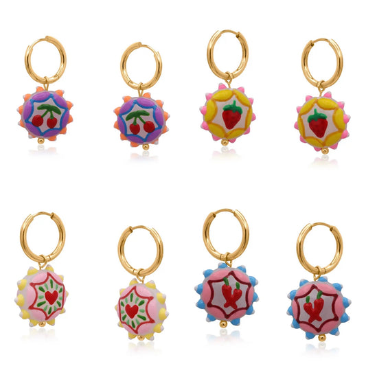 Round charm earrings
