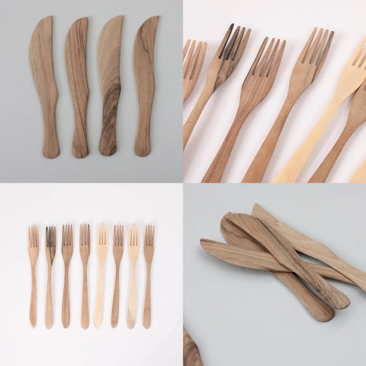 Walnut wooden cutlery