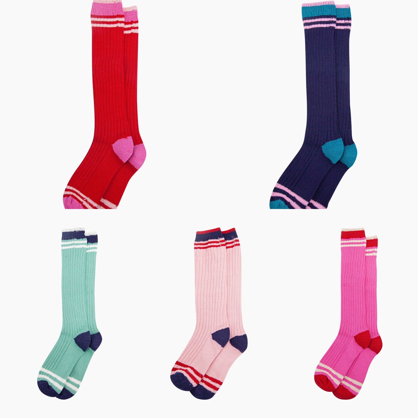 Striped cotton knee high socks