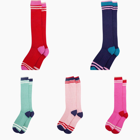 Striped cotton knee high socks