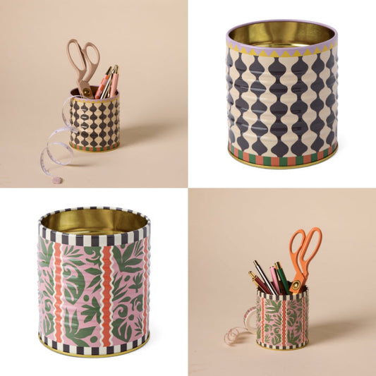 Patterned tin pen pots
