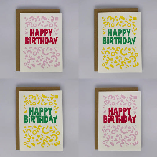 Happy birthday shapes letterpress card