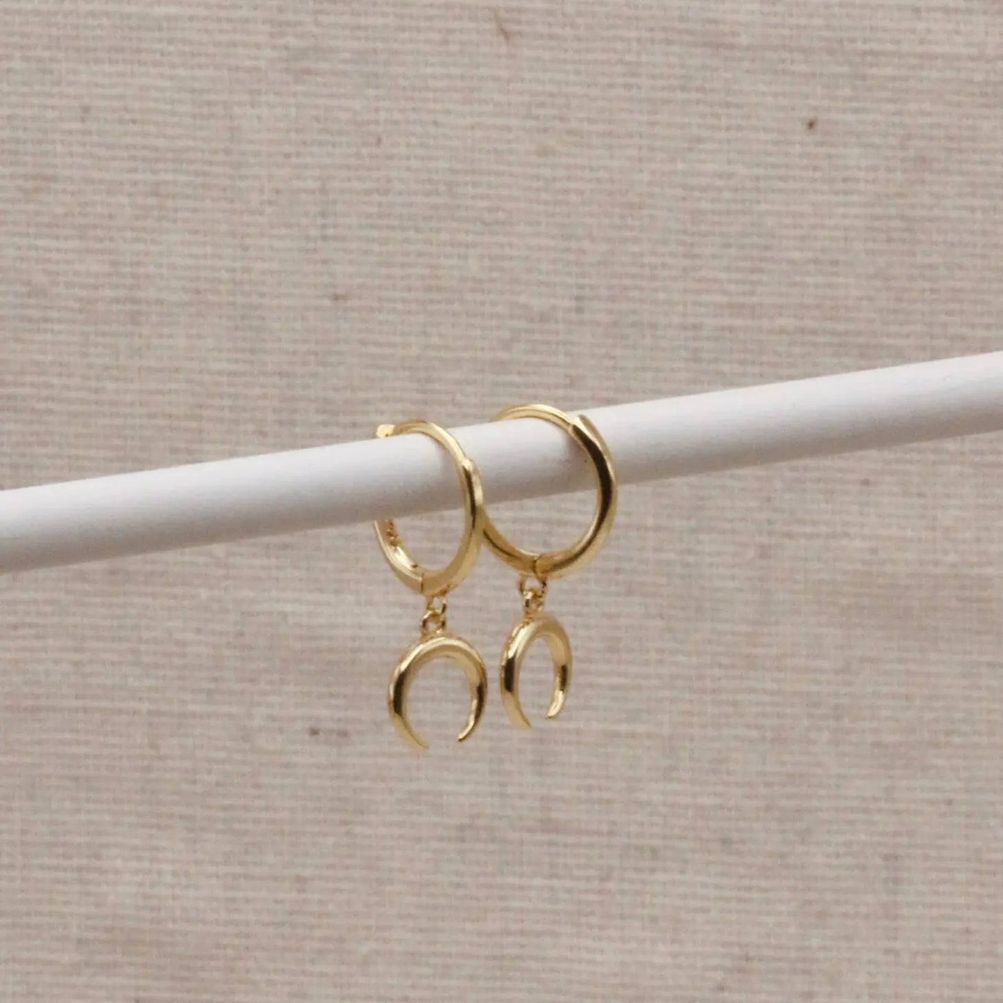 Crescent horn hoop earrings