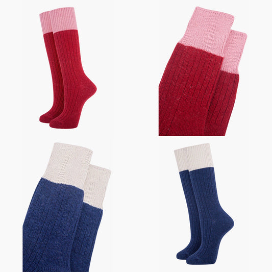 Wool colour block socks