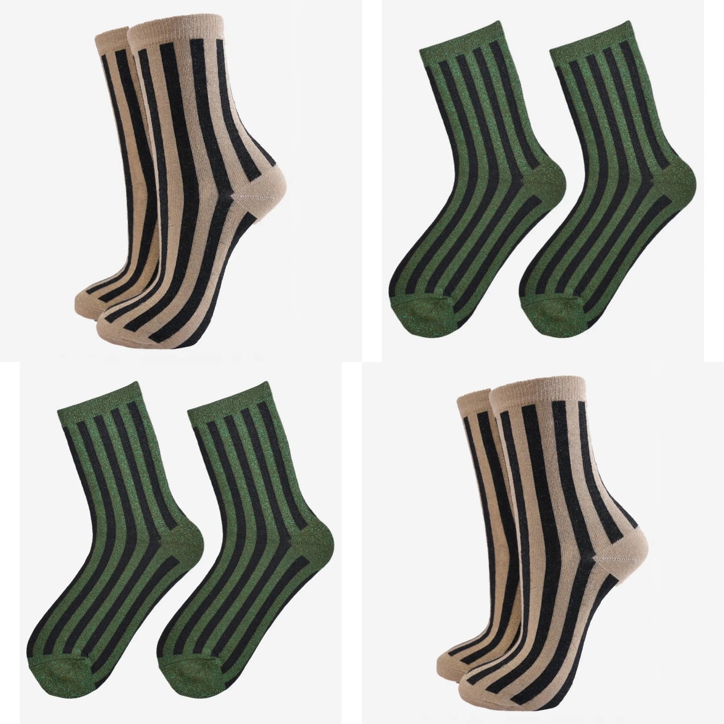 Vertical stripe sparkly socks