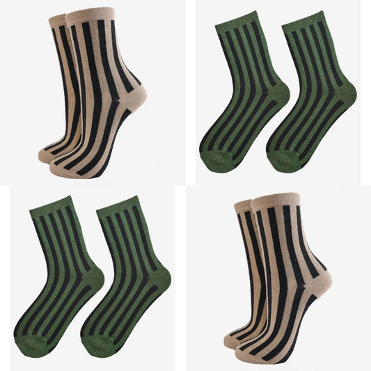 Vertical stripe sparkly socks