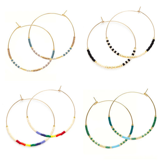 Seed bead hoop earrings