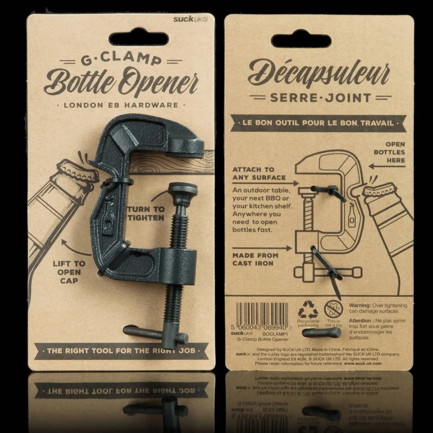 G-clamp bottle opener