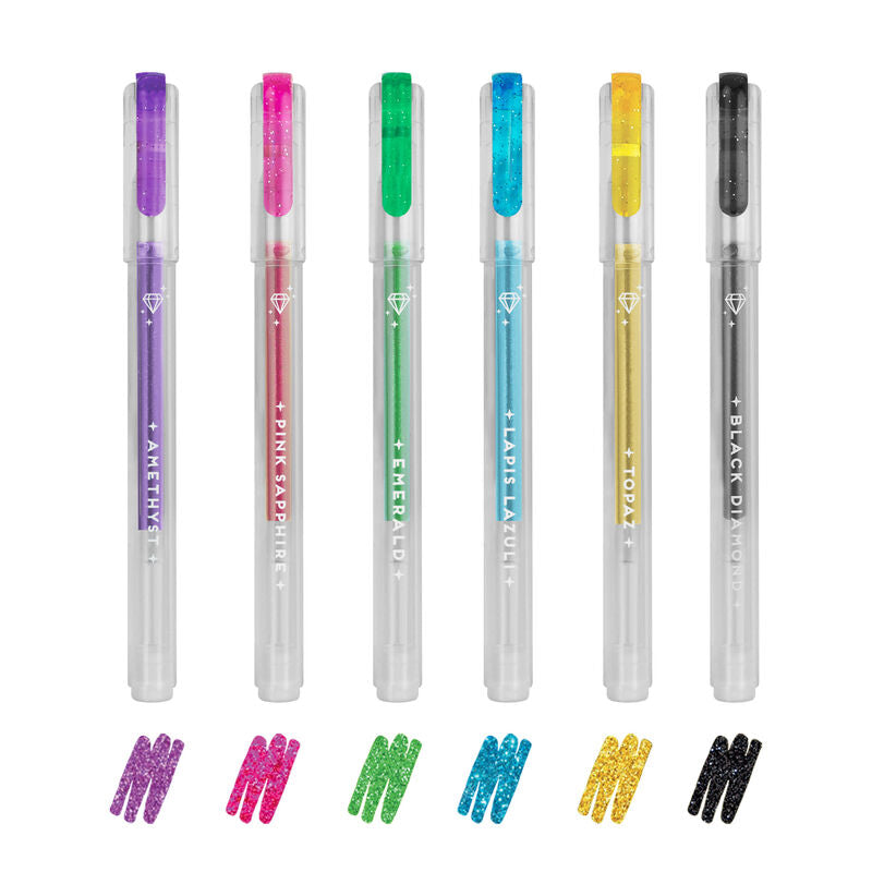 Set of 6 mini glitter gel pens