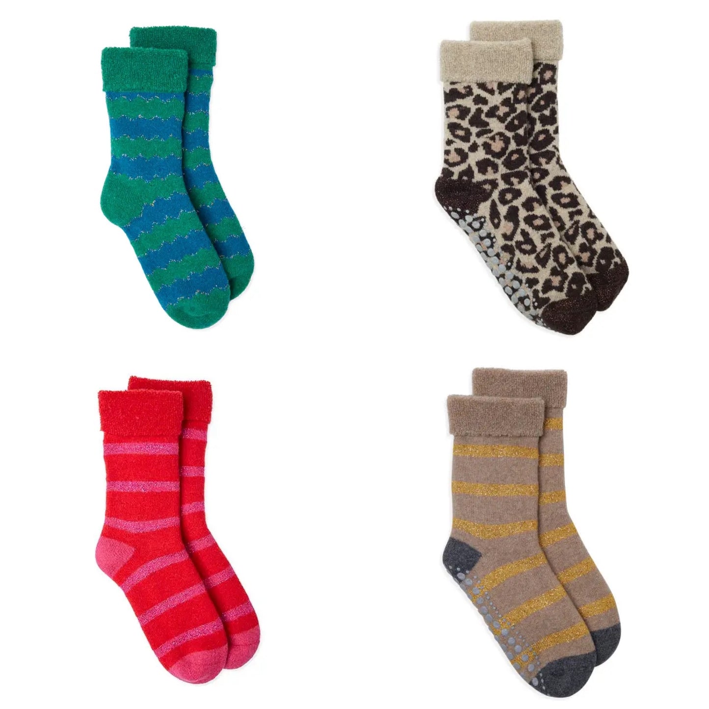 Slipper socks - glitter stripes