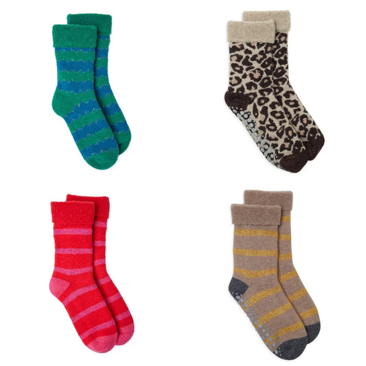 Slipper socks - glitter stripes