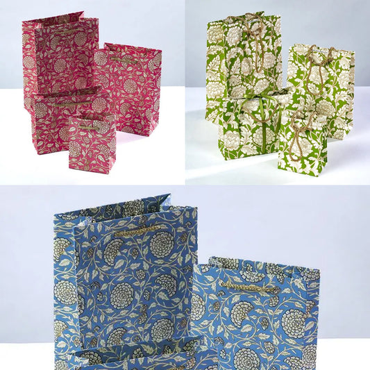 Floral paper gift bag - medium