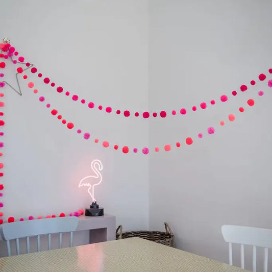 Pink pompom garland