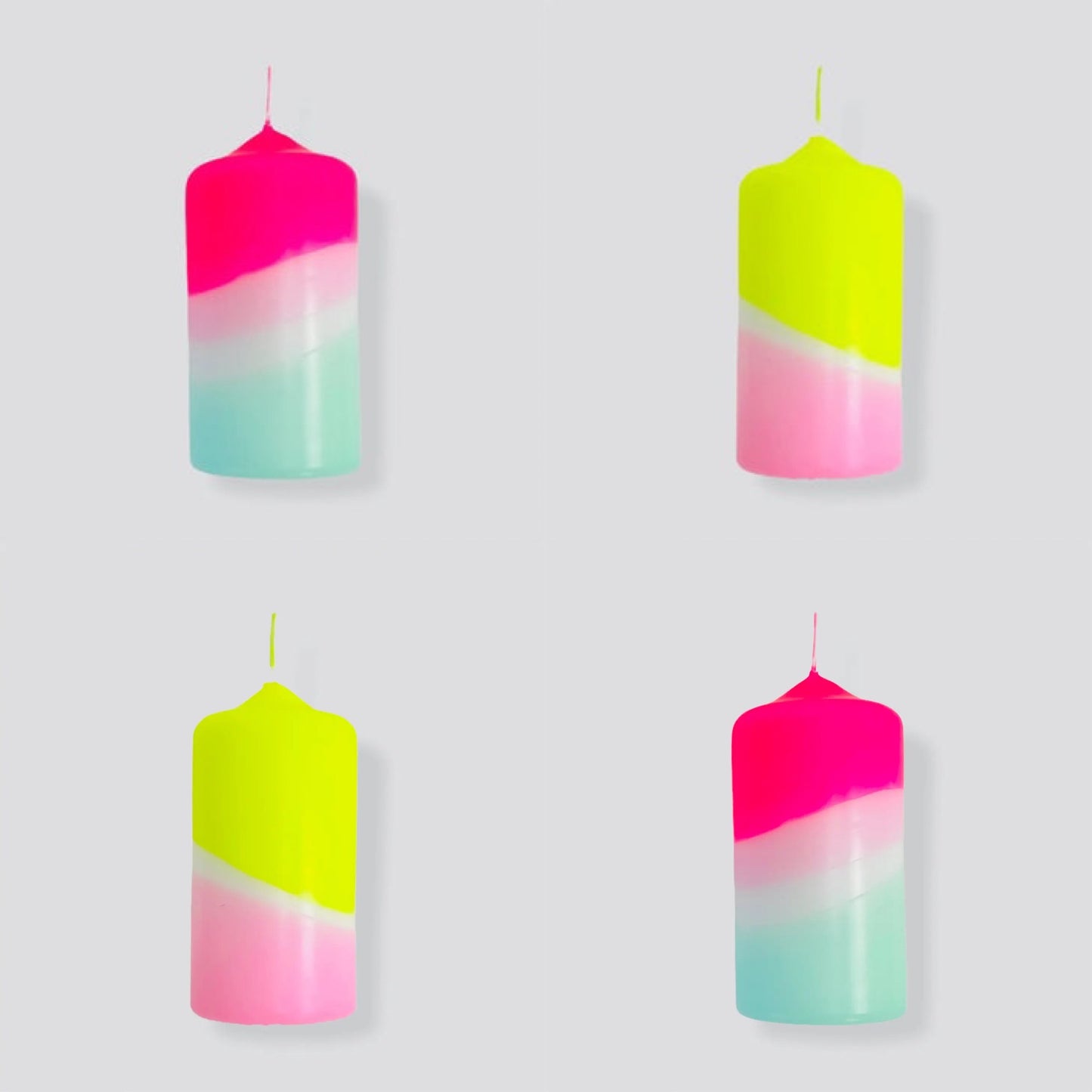 Neon dipped pillar candle