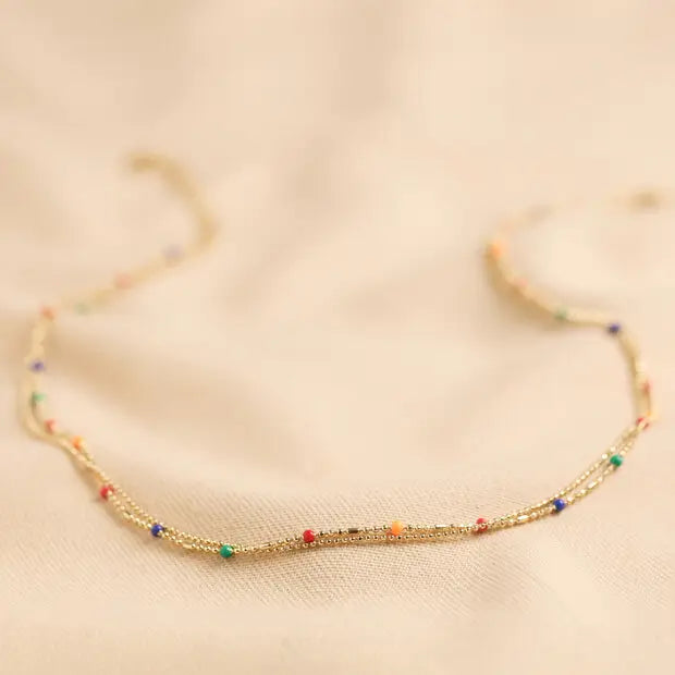 Rainbow enamel double necklace