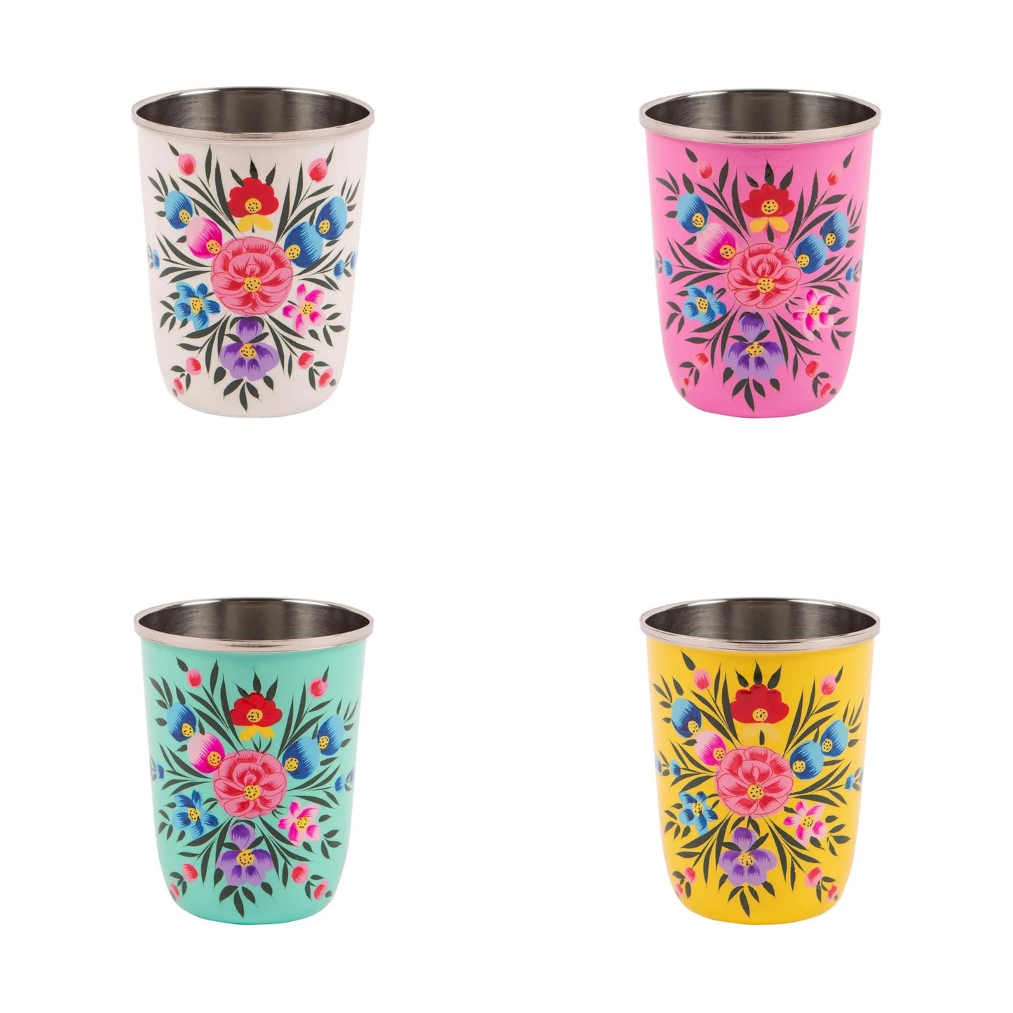 Kashmiri painted tumbler - pansy