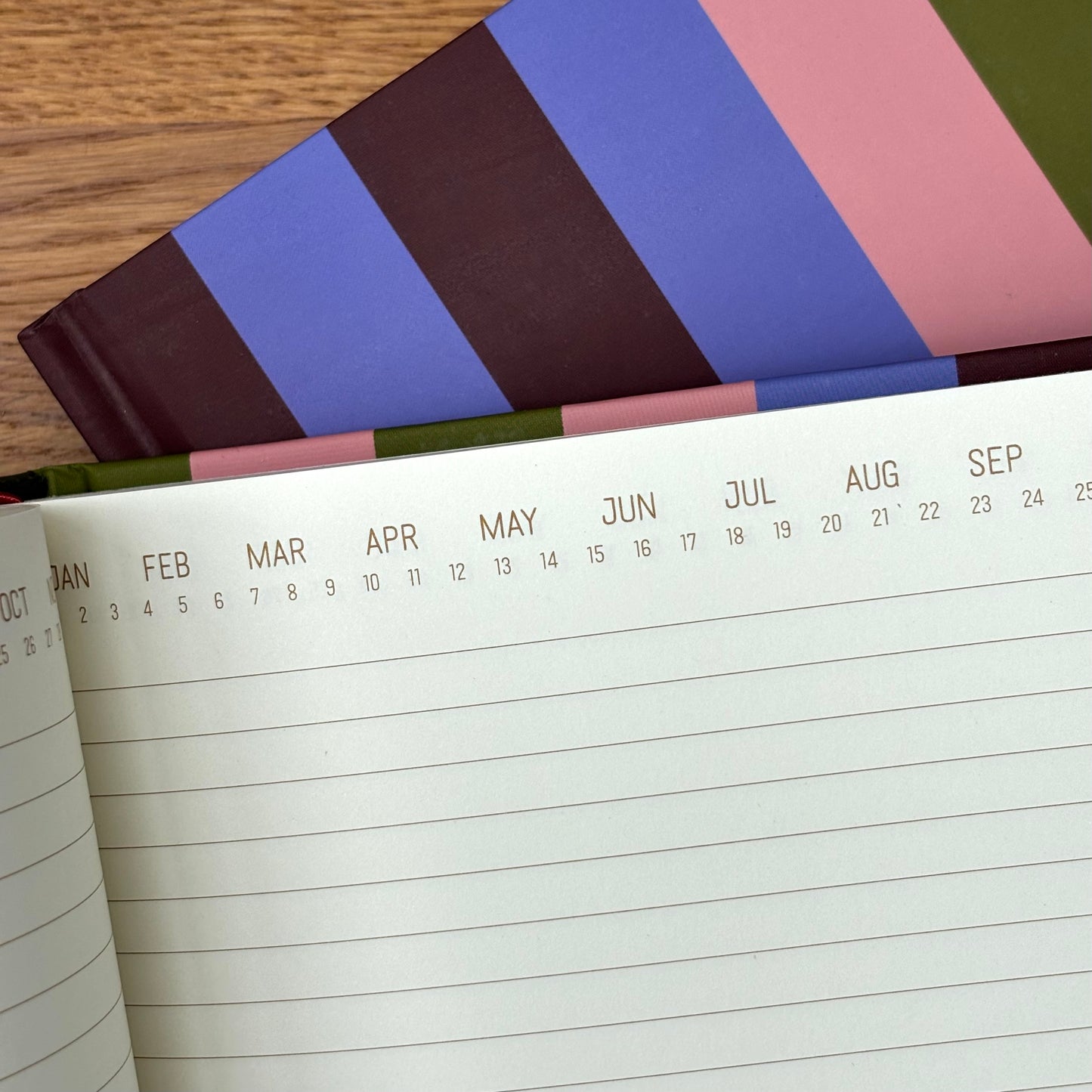 Colourful stripy hardback journal