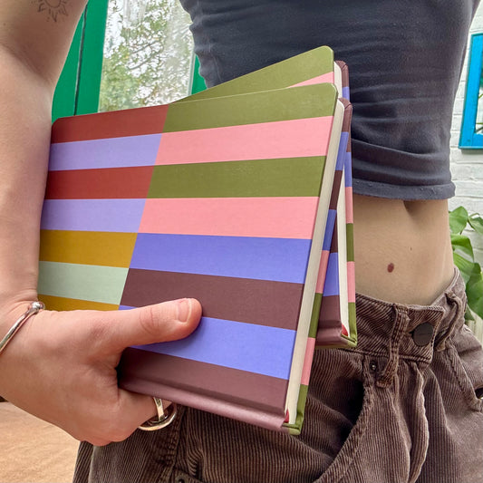 Colourful stripy hardback journal