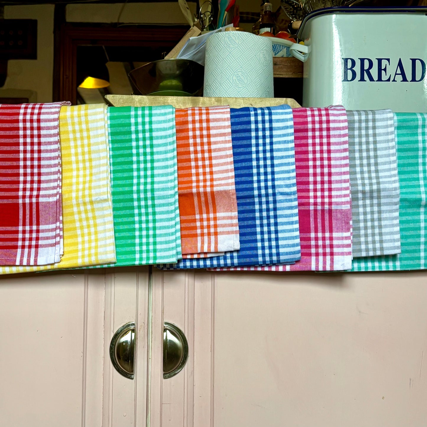 Cotton checked tea towel