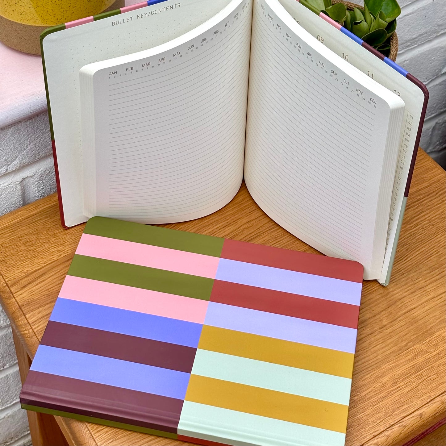Colourful stripy hardback journal