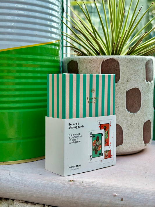 Stripy box of playing cards A-journal