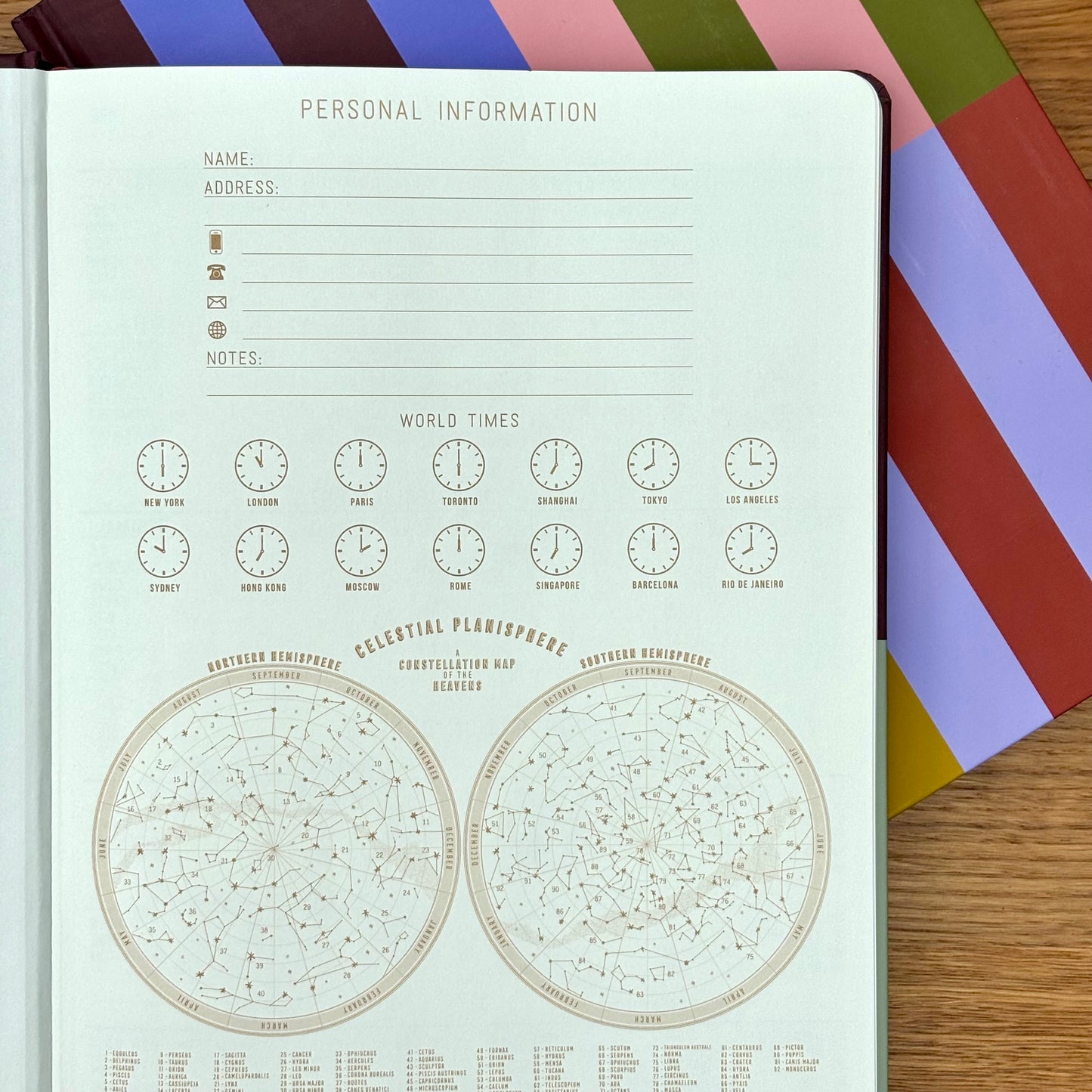 Colourful stripy hardback journal