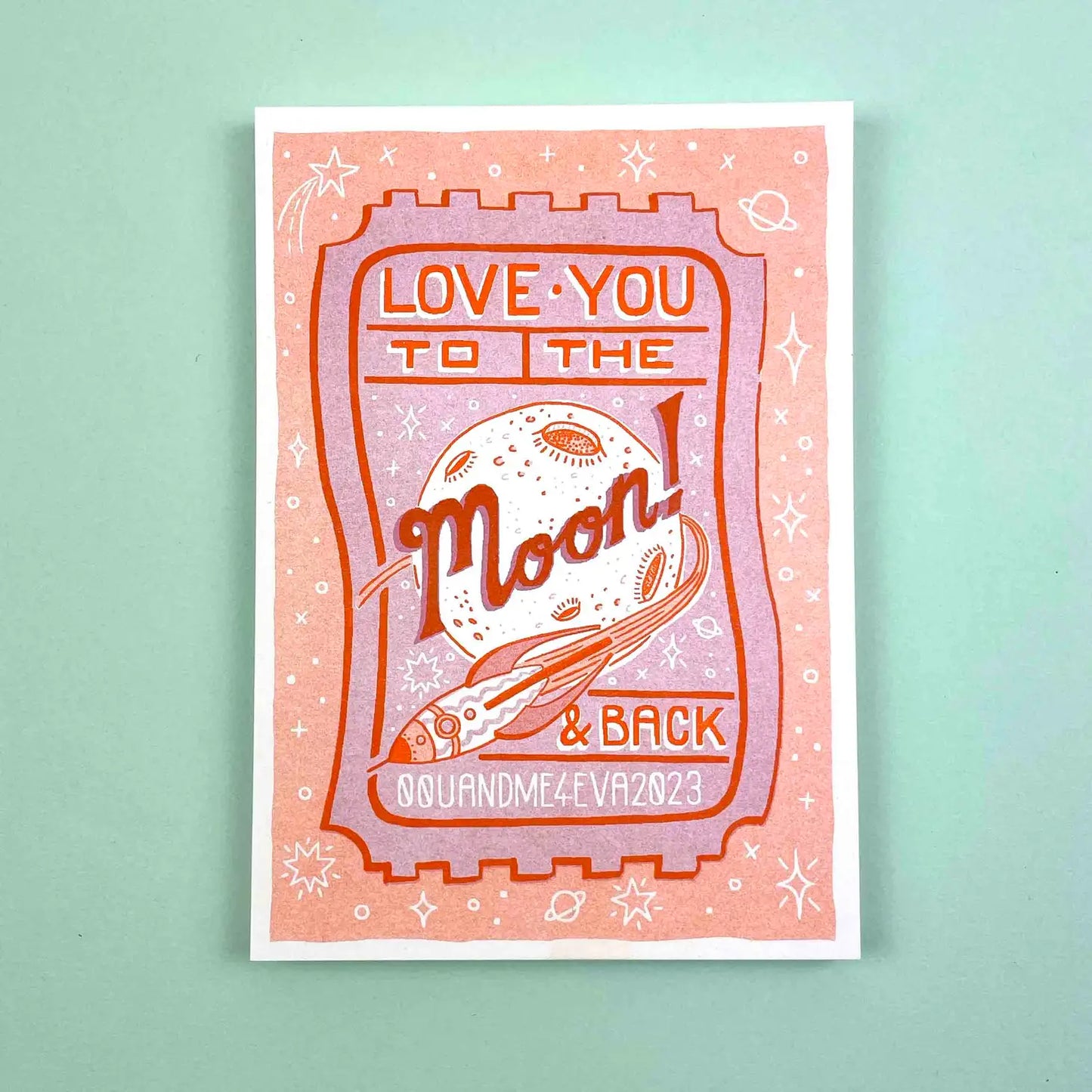To the moon and back A5 riso print
