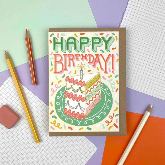 Slice of cake Happy Birthday card
