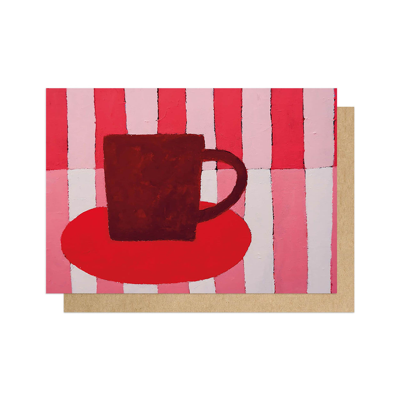 Cup on pink stripes card