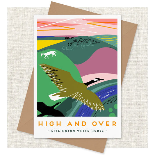 High and over greetings card