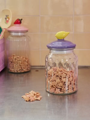 Glass jar with lemon lid