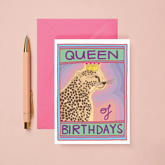 Queen of Birthdays Cheetah card