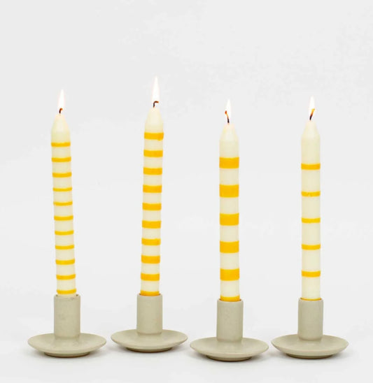 Yellow striped soya candles