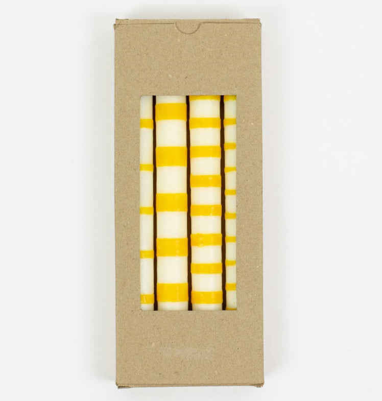 Yellow striped soya candles