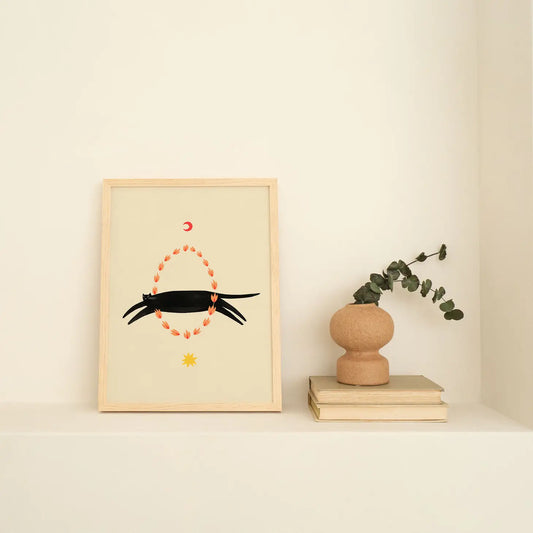 Fiery circus cat A4 print
